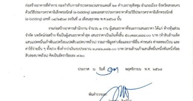 ประกาศผู้ชนะการเสนอราคา ประกวดราคาจ้างก่อสร้างโครงการก่อสร้างอาคารที่ทำการกองกำกับตำรวจตระเวนชายเเดนที่ 23