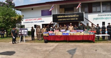 ร่วมแถลงข่าวการจับกุมผู้ต้องหา 2 ราย พร้อมของกลางยาบ้า 1,980,000 เม็ด